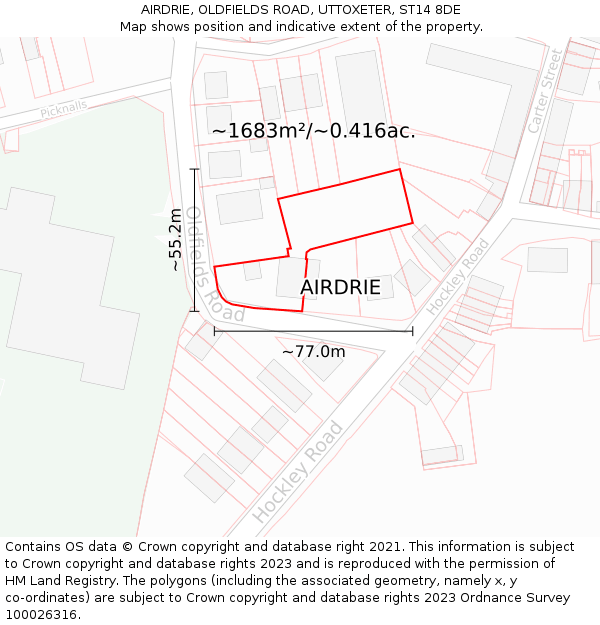 AIRDRIE, OLDFIELDS ROAD, UTTOXETER, ST14 8DE: Plot and title map