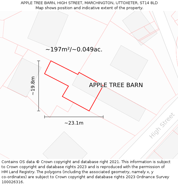 APPLE TREE BARN, HIGH STREET, MARCHINGTON, UTTOXETER, ST14 8LD: Plot and title map