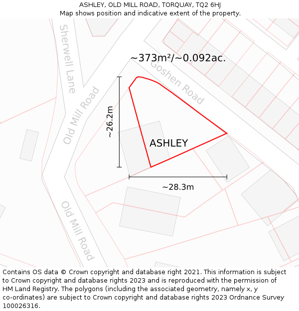 ASHLEY, OLD MILL ROAD, TORQUAY, TQ2 6HJ: Plot and title map