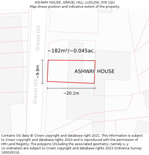 ASHWAY HOUSE, GRAVEL HILL, LUDLOW, SY8 1QU: Plot and title map