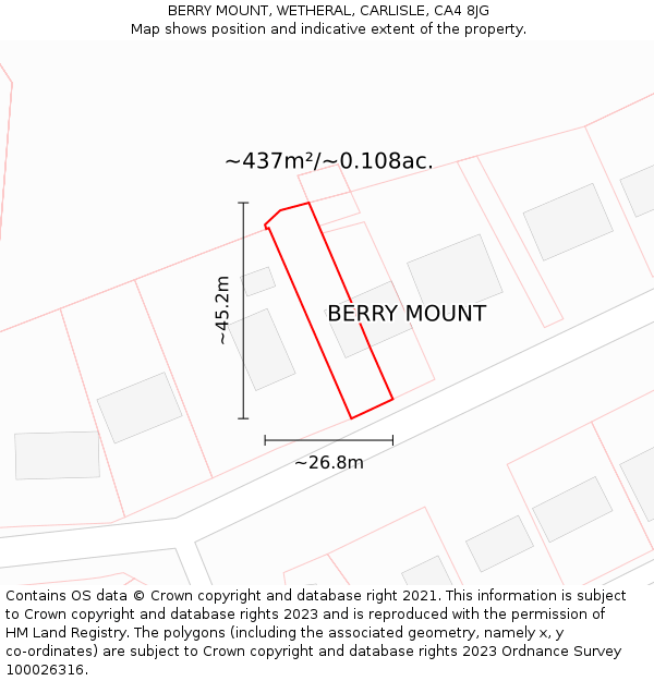 BERRY MOUNT, WETHERAL, CARLISLE, CA4 8JG: Plot and title map