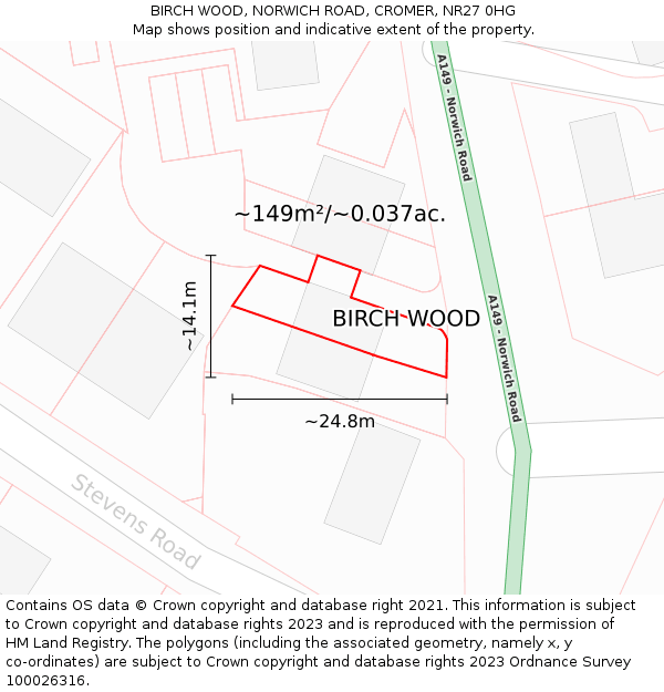 BIRCH WOOD, NORWICH ROAD, CROMER, NR27 0HG: Plot and title map