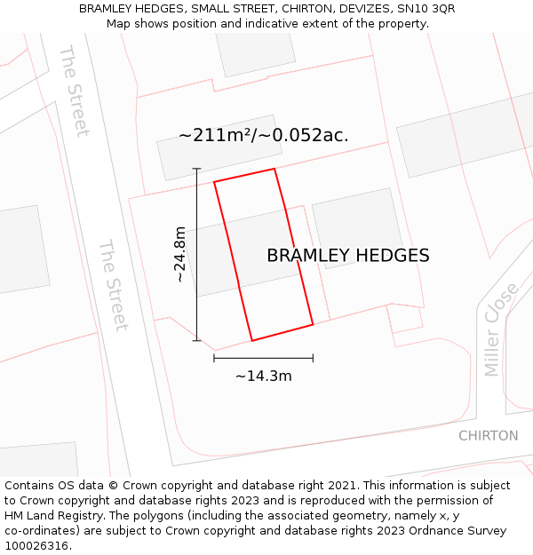 BRAMLEY HEDGES, SMALL STREET, CHIRTON, DEVIZES, SN10 3QR: Plot and title map