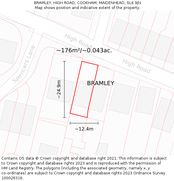 BRAMLEY, HIGH ROAD, COOKHAM, MAIDENHEAD, SL6 9JN: Plot and title map