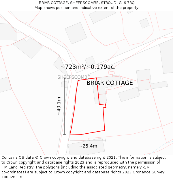 BRIAR COTTAGE, SHEEPSCOMBE, STROUD, GL6 7RQ: Plot and title map