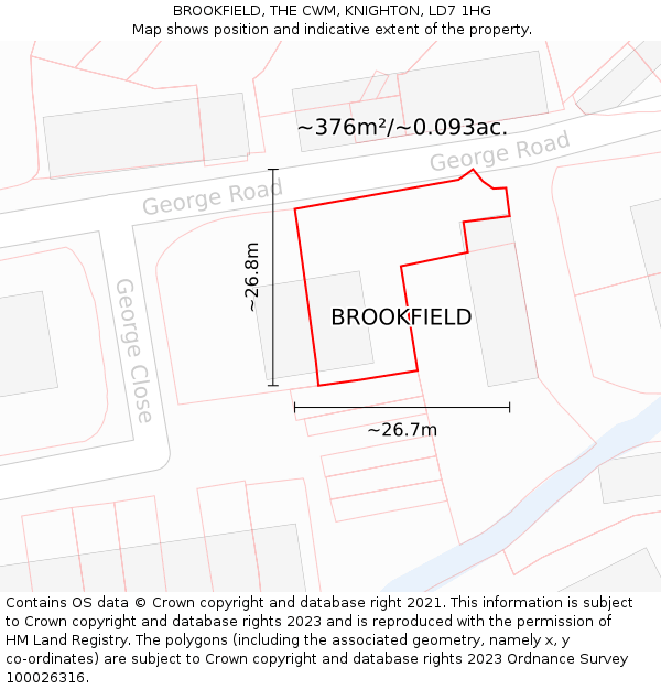 BROOKFIELD, THE CWM, KNIGHTON, LD7 1HG: Plot and title map