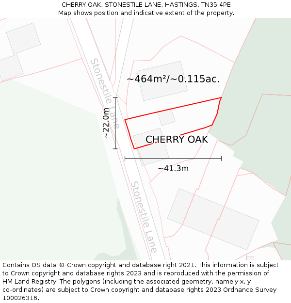 CHERRY OAK, STONESTILE LANE, HASTINGS, TN35 4PE: Plot and title map