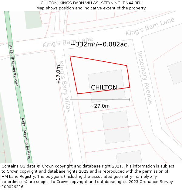 CHILTON, KINGS BARN VILLAS, STEYNING, BN44 3FH: Plot and title map