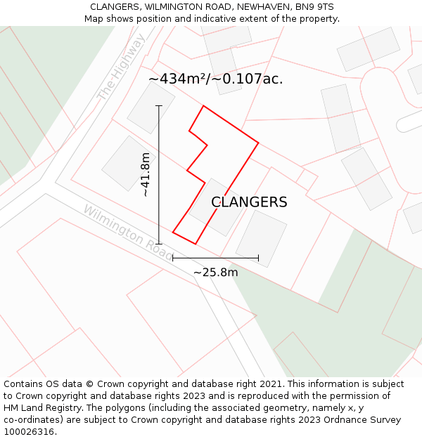 CLANGERS, WILMINGTON ROAD, NEWHAVEN, BN9 9TS: Plot and title map