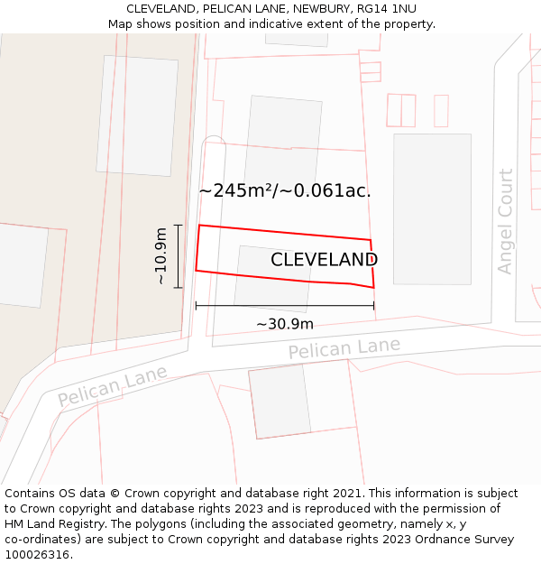 CLEVELAND, PELICAN LANE, NEWBURY, RG14 1NU: Plot and title map