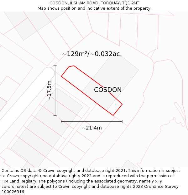 COSDON, ILSHAM ROAD, TORQUAY, TQ1 2NT: Plot and title map