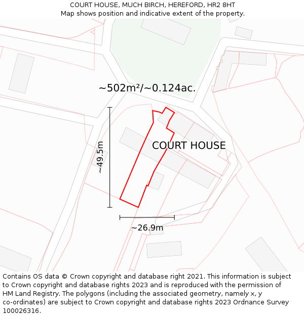 COURT HOUSE, MUCH BIRCH, HEREFORD, HR2 8HT: Plot and title map