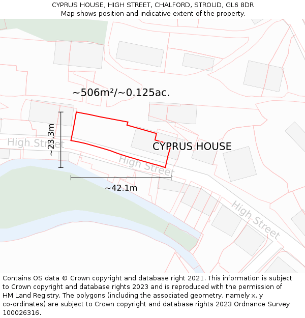 CYPRUS HOUSE, HIGH STREET, CHALFORD, STROUD, GL6 8DR: Plot and title map