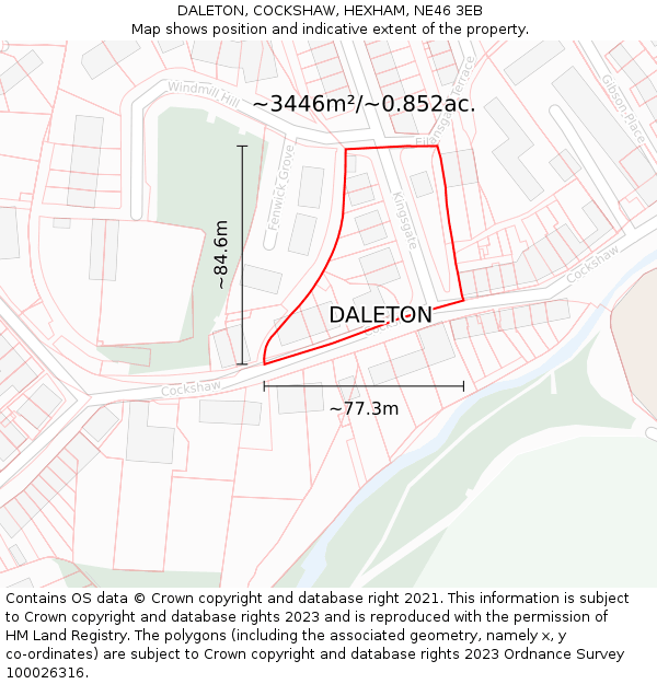 DALETON, COCKSHAW, HEXHAM, NE46 3EB: Plot and title map