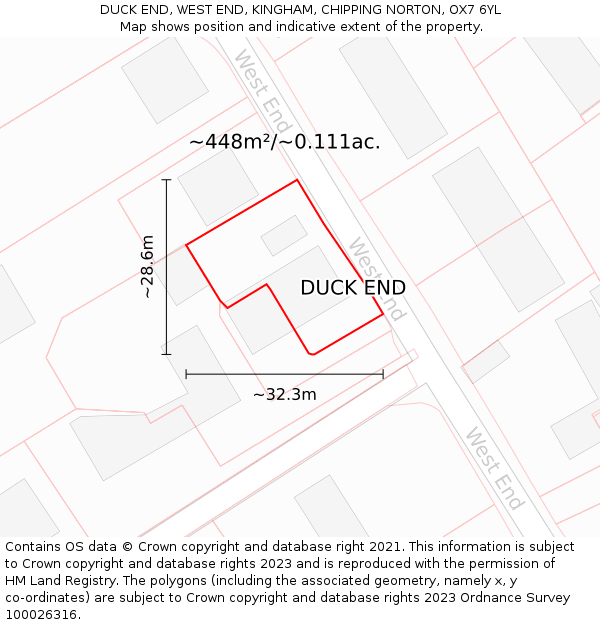 DUCK END, WEST END, KINGHAM, CHIPPING NORTON, OX7 6YL: Plot and title map