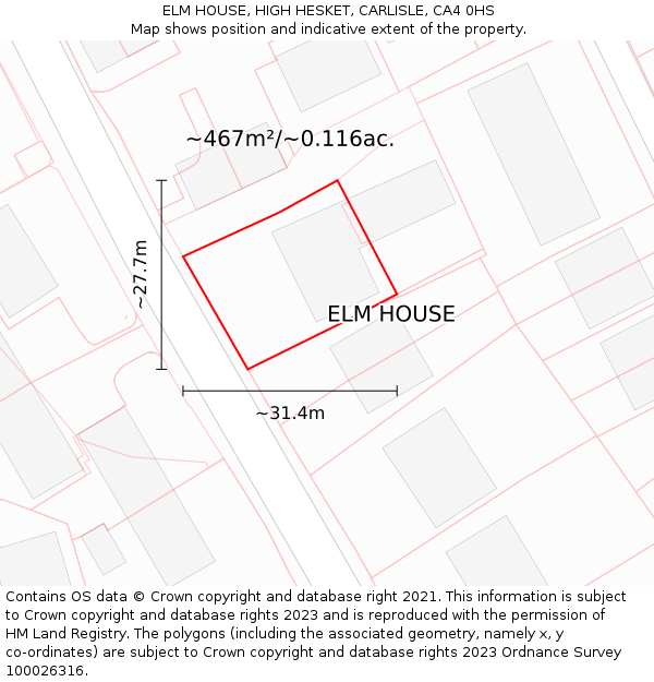 ELM HOUSE, HIGH HESKET, CARLISLE, CA4 0HS: Plot and title map