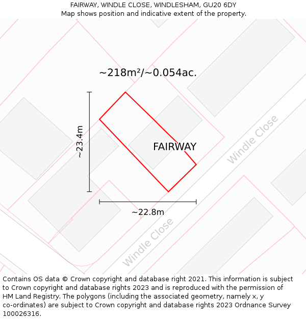 FAIRWAY, WINDLE CLOSE, WINDLESHAM, GU20 6DY: Plot and title map