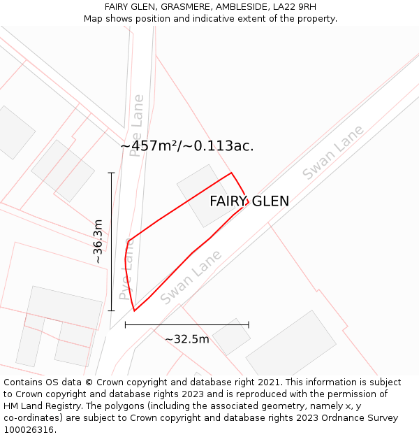 FAIRY GLEN, GRASMERE, AMBLESIDE, LA22 9RH: Plot and title map