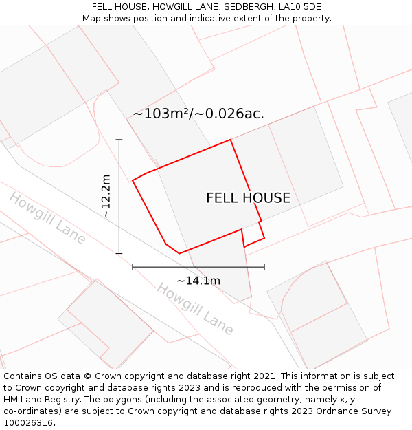 FELL HOUSE, HOWGILL LANE, SEDBERGH, LA10 5DE: Plot and title map