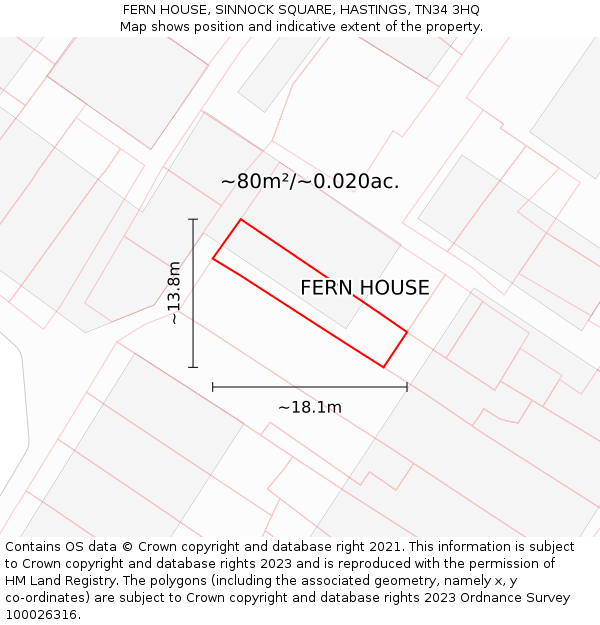 FERN HOUSE, SINNOCK SQUARE, HASTINGS, TN34 3HQ: Plot and title map