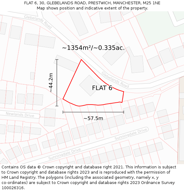 FLAT 6, 30, GLEBELANDS ROAD, PRESTWICH, MANCHESTER, M25 1NE: Plot and title map