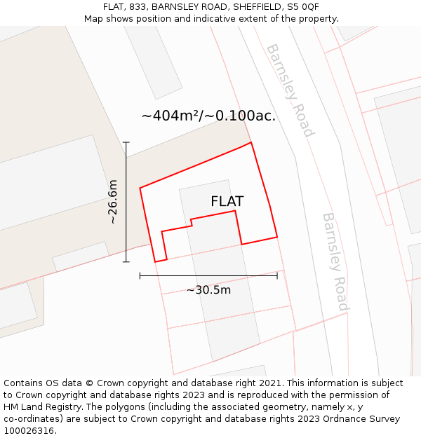 FLAT, 833, BARNSLEY ROAD, SHEFFIELD, S5 0QF: Plot and title map