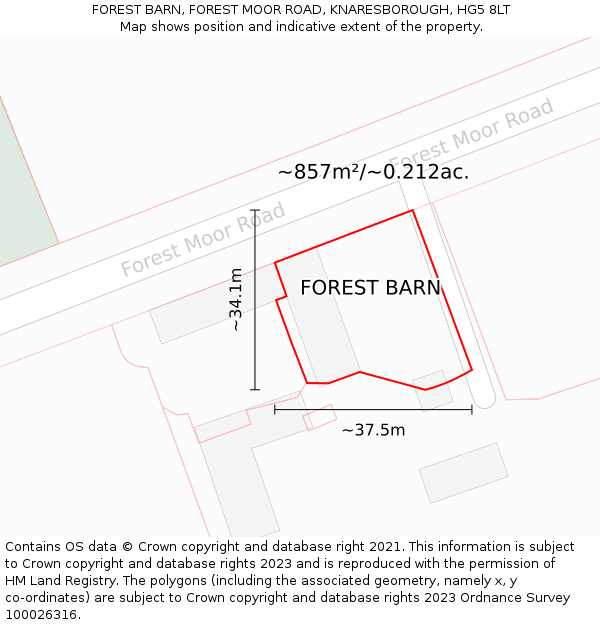 FOREST BARN, FOREST MOOR ROAD, KNARESBOROUGH, HG5 8LT: Plot and title map