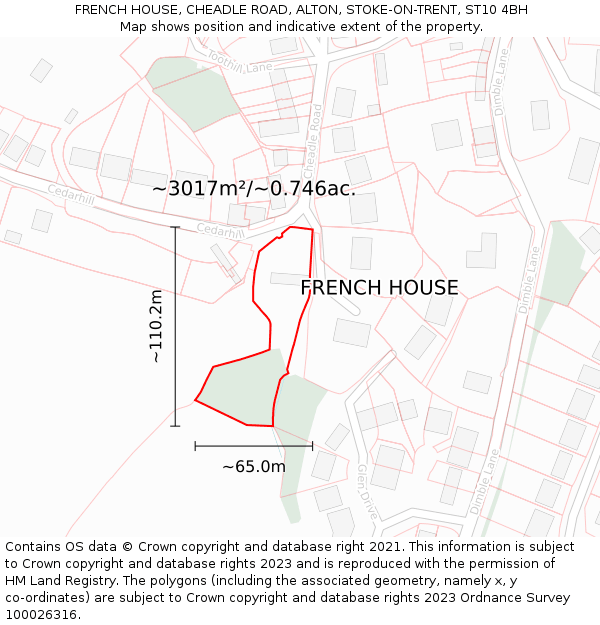 FRENCH HOUSE, CHEADLE ROAD, ALTON, STOKE-ON-TRENT, ST10 4BH: Plot and title map