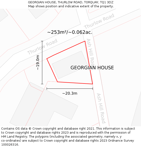 GEORGIAN HOUSE, THURLOW ROAD, TORQUAY, TQ1 3DZ: Plot and title map