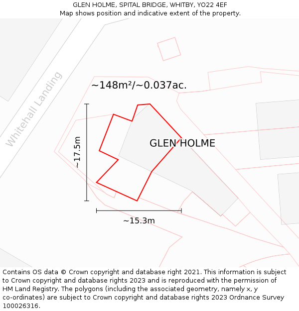 GLEN HOLME, SPITAL BRIDGE, WHITBY, YO22 4EF: Plot and title map