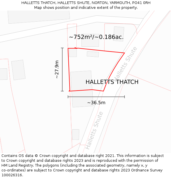 HALLETTS THATCH, HALLETTS SHUTE, NORTON, YARMOUTH, PO41 0RH: Plot and title map