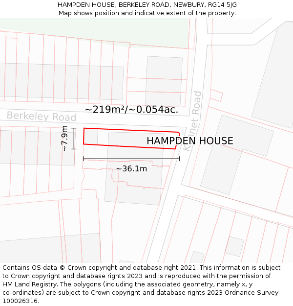 HAMPDEN HOUSE, BERKELEY ROAD, NEWBURY, RG14 5JG: Plot and title map