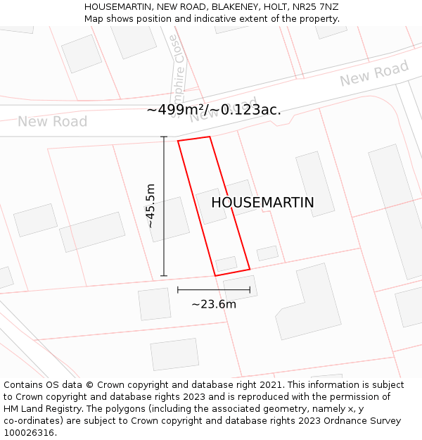 HOUSEMARTIN, NEW ROAD, BLAKENEY, HOLT, NR25 7NZ: Plot and title map