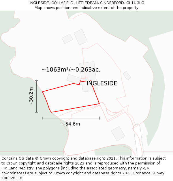 INGLESIDE, COLLAFIELD, LITTLEDEAN, CINDERFORD, GL14 3LG: Plot and title map