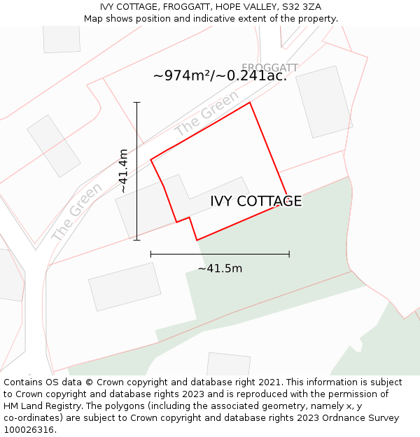 IVY COTTAGE, FROGGATT, HOPE VALLEY, S32 3ZA: Plot and title map