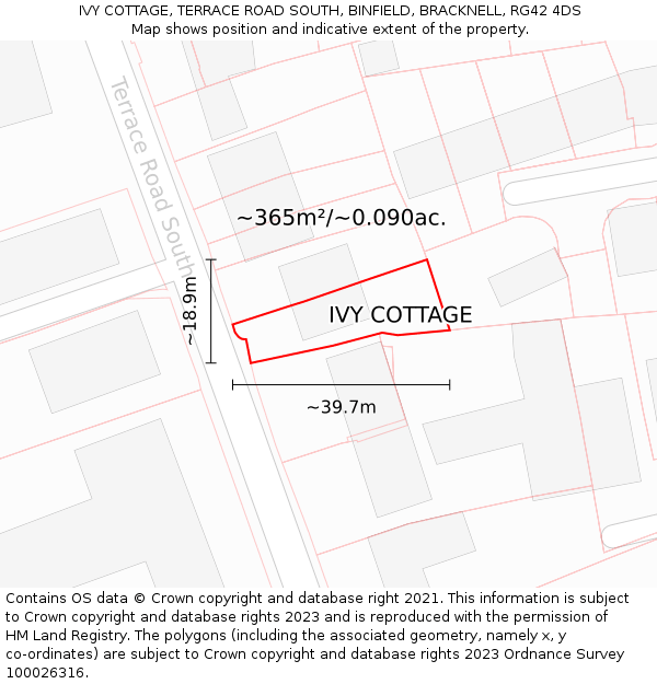 IVY COTTAGE, TERRACE ROAD SOUTH, BINFIELD, BRACKNELL, RG42 4DS: Plot and title map