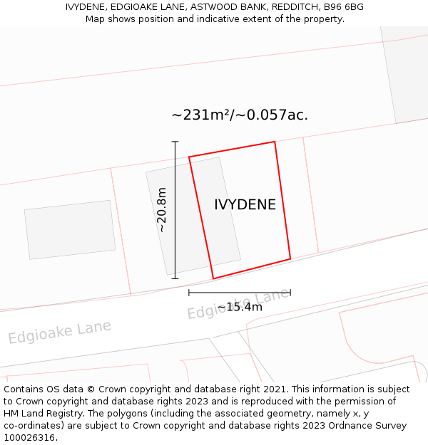 IVYDENE, EDGIOAKE LANE, ASTWOOD BANK, REDDITCH, B96 6BG: Plot and title map