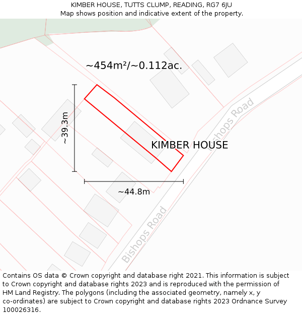 KIMBER HOUSE, TUTTS CLUMP, READING, RG7 6JU: Plot and title map