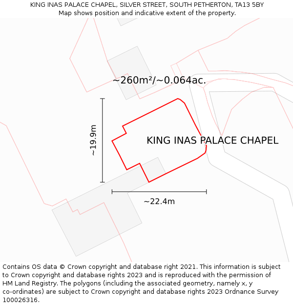 KING INAS PALACE CHAPEL, SILVER STREET, SOUTH PETHERTON, TA13 5BY: Plot and title map