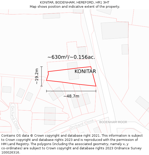 KONITAR, BODENHAM, HEREFORD, HR1 3HT: Plot and title map