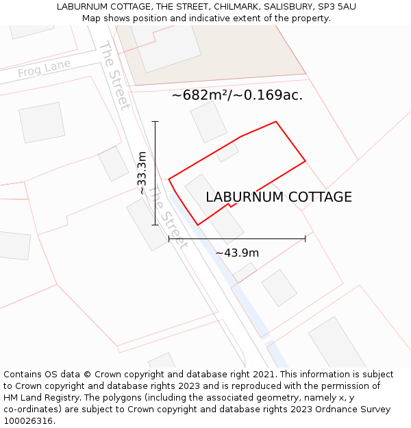 LABURNUM COTTAGE, THE STREET, CHILMARK, SALISBURY, SP3 5AU: Plot and title map