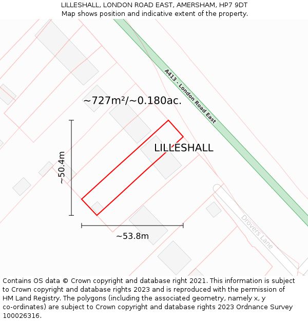 LILLESHALL, LONDON ROAD EAST, AMERSHAM, HP7 9DT: Plot and title map