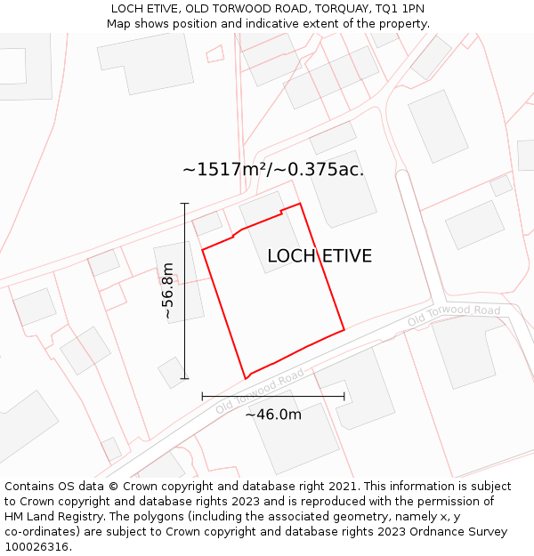 LOCH ETIVE, OLD TORWOOD ROAD, TORQUAY, TQ1 1PN: Plot and title map