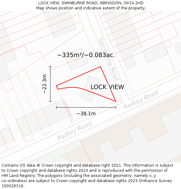 LOCK VIEW, SWINBURNE ROAD, ABINGDON, OX14 2HD: Plot and title map