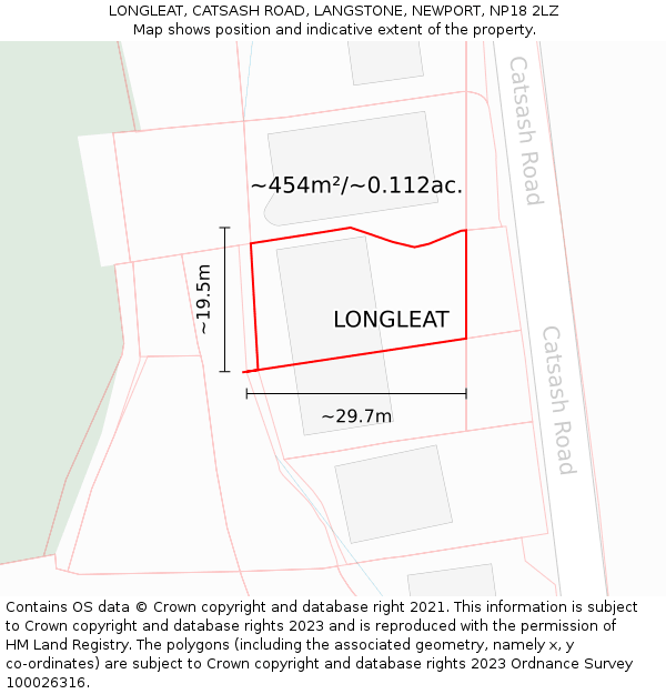 LONGLEAT, CATSASH ROAD, LANGSTONE, NEWPORT, NP18 2LZ: Plot and title map