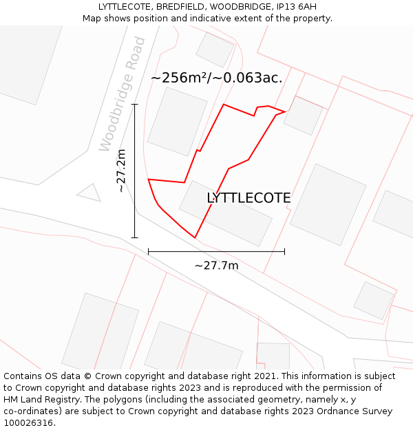 LYTTLECOTE, BREDFIELD, WOODBRIDGE, IP13 6AH: Plot and title map