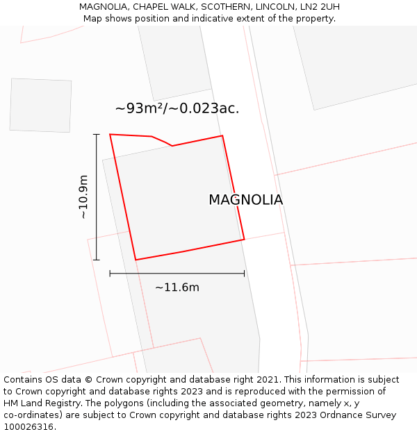 MAGNOLIA, CHAPEL WALK, SCOTHERN, LINCOLN, LN2 2UH: Plot and title map