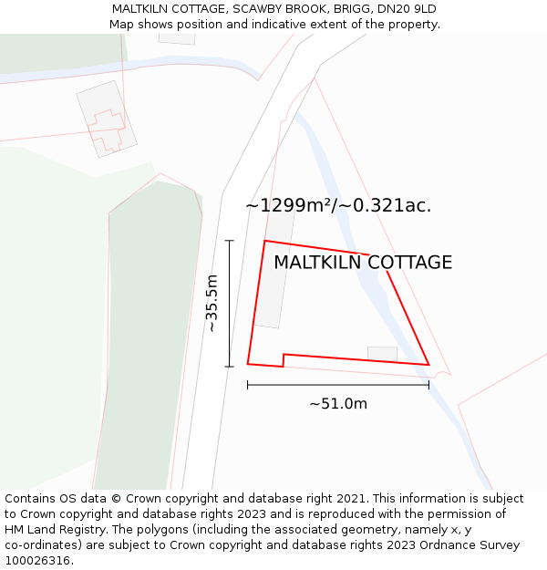 MALTKILN COTTAGE, SCAWBY BROOK, BRIGG, DN20 9LD: Plot and title map