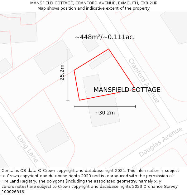 MANSFIELD COTTAGE, CRANFORD AVENUE, EXMOUTH, EX8 2HP: Plot and title map