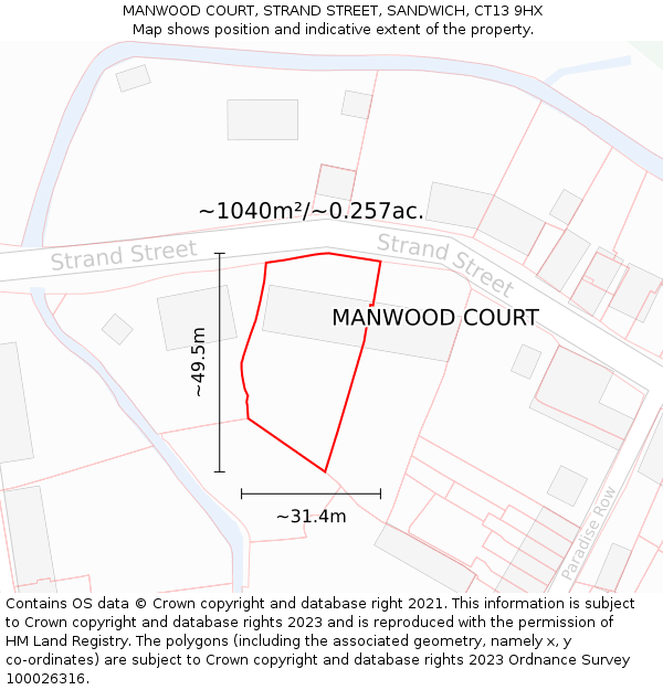 MANWOOD COURT, STRAND STREET, SANDWICH, CT13 9HX: Plot and title map